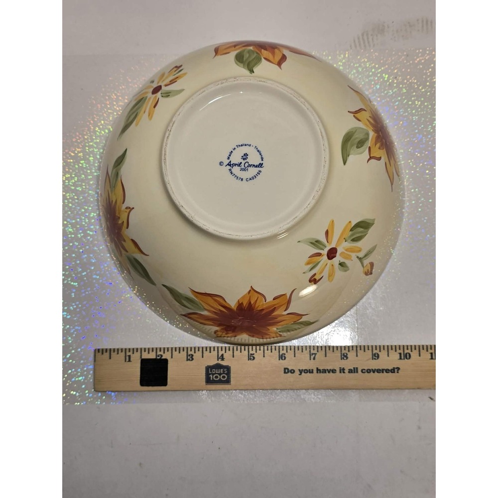 🌻 April Cornell Floral Ceramic Bowl 10" Cottagecore Farmhouse Serving EUC 🌻 - Picture 4 of 6